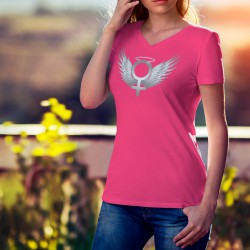 Donna moda cotone T-Shirt - Venere angelico, 57-Fucsia