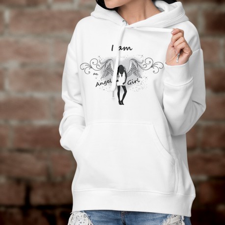 Frauenmode Kapuzen-Sweatshirt - I am an Angel Girl