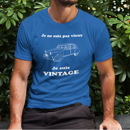 T-shirt coton mode homme - Vintage Deuche, 51-Bleu Royal
