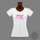 T-Shirt moulant "Ne pas toucher aux filles", Rose