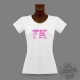 Women's Slim Funny T-Shirt - Ne pas toucher aux filles, Rose