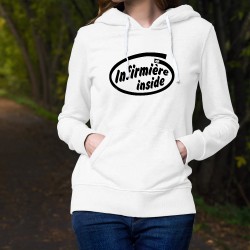 Frauenmode lustig Kapuzen-Sweatshirt - Infirmière inside