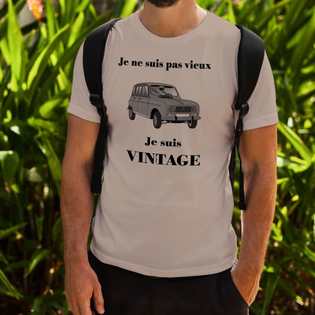 Uomo moda umoristica T-Shirt - Vintage Renault 4L, November White