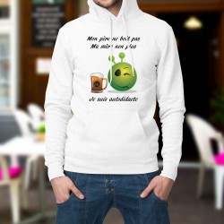 Sweatshirt blanc à capuche - Alien smiley - Bière autodidacte