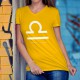 Frauen Mode Baumwolle T-Shirt - Sternbild Waage, 34-Sonnenblumengelb