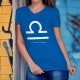T-shirt mode coton Dame - signe astrologique Balance, 51-Bleu Royal