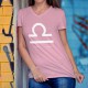 Donna moda cotone T-Shirt - segno zodiacale Libra, 52-Rosa Pastello