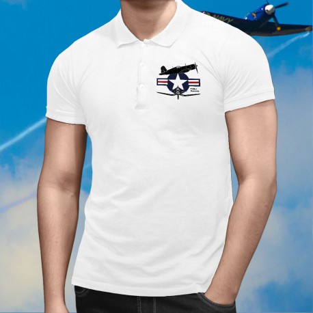 Men's Polo Shirt - Fighter Aircraft - F4U-1 Corsair - Color Version