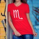 Frauen Mode Baumwolle T-Shirt - Sternbild Skorpion , 40-Rot