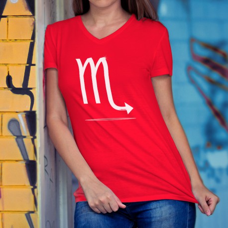 Donna moda cotone T-Shirt - segno zodiacale Scorpio, 40-Rosso
