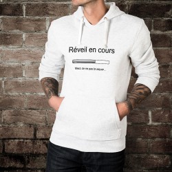 Sweat bianco a cappuccio - Réveil en cours