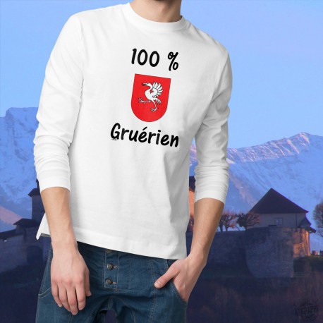 Herren Sweatshirt - 100 pourcent Gruérien, White