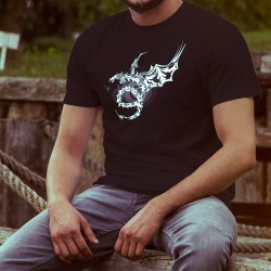 Baumwolle T-Shirt - Universum Drachen, 36-Schwarz