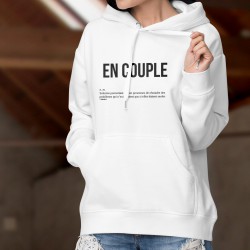 EN COUPLE n. m. Solution permettant à deux personnes de résoudre des problèmes qui... ✿  Pull humoristique blanc à capuche dame