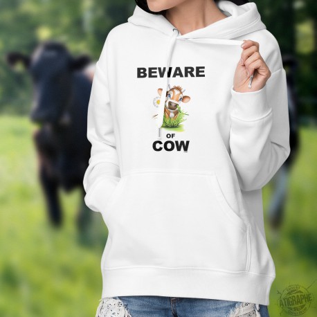 Women's fashion Hoodie - Beware of Cow