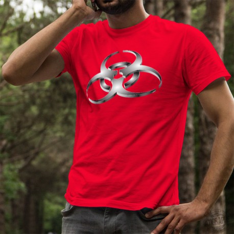 Men's Fashion cotton T-Shirt - BioHazard, 40-Red