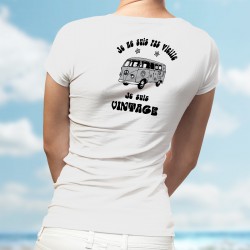 Frauen funny Slim T-shirt -  Vintage Flower Power