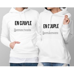 EN COUPLE ❤ DuoPack ❤ Pullovers blanc à capuche,  solution pour résoudre des problèmes... - définition pour homme et femme