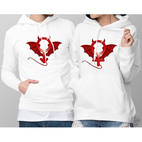 DUOPACK Hoodie - Devil Man and Woman - evil symbol of masculine and feminine