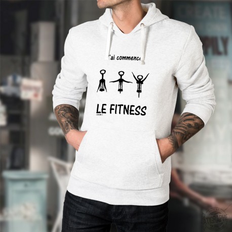 Sweat bianco a cappuccio - J'ai commencé le Fitness