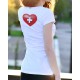 T-Shirt mode dame - Coeur rouge avec la croix suisse, drapeau suisse