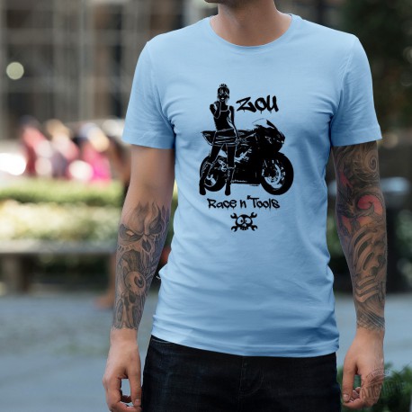 T-Shirt motard mode homme - Zou Race n'tools, Blizzard Blue
