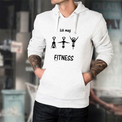 Sweat bianco a cappuccio - Ich mag Fitness