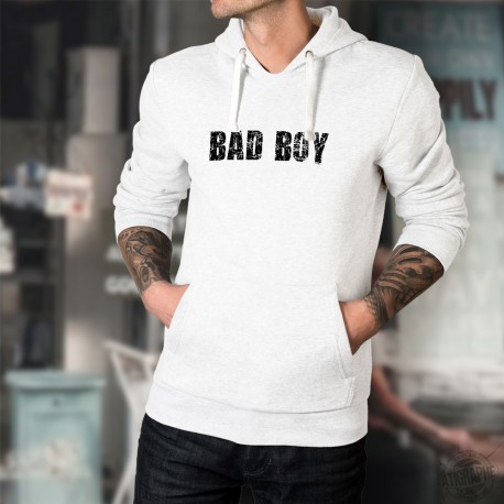 Bad Boy ★ Mauvais garçon ★ Pull humoristique blanc à capuche homme pour faire ressortir son côté mauvais garçon