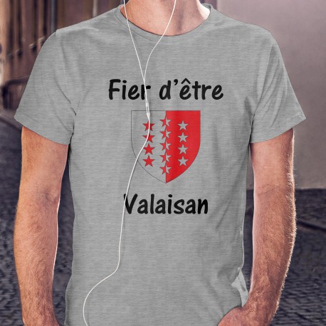 Men's T-Shirt - Fier d'être Valaisan - coat of arms, Ash heater