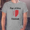 T-Shirt - Fier d'être Valaisan - für Herren - Wappen, Ash Heater