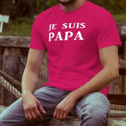 Baumwolle T-Shirt - Je suis PAPA, 57-Fuchsia