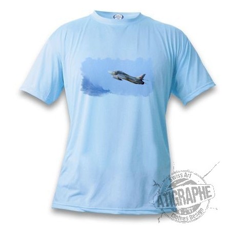 Women's or Men's Fighter Aircraft T-shirt - Swiss Hunter, Blizzard Blue