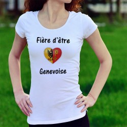 Frauen Slim T-shirt -  Fière d'être Genevoise