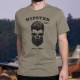 HIPSTER Style Never Dies ★ Le style hipster ne meurt jamais ★ T-Shirt homme avec un crâne portant barbe et cheveux