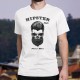 HIPSTER Style Never Dies ★ Men Funny fashion T-Shirt with a skull wearing a beard and hair