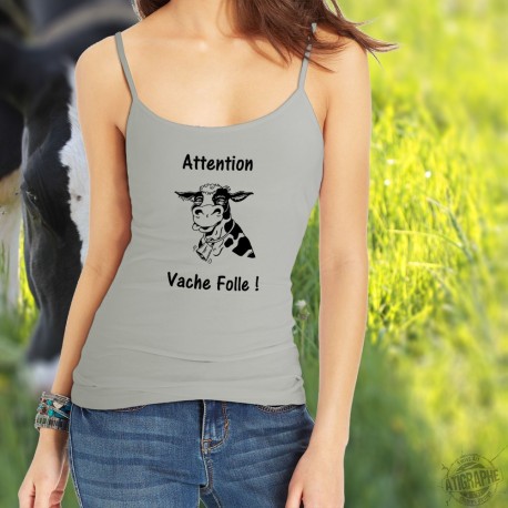 Frauen Top - Attention Vache Folle !, Natural