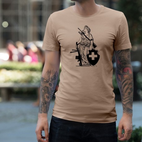  New Army Lady Helvetia ✚ Men's T-Shirt - Helvetia lady with modern weaponry, assault rifle and grenade launcher