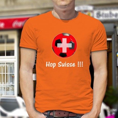 T-shirt football coton homme - Hop Suisse, 44-Orange