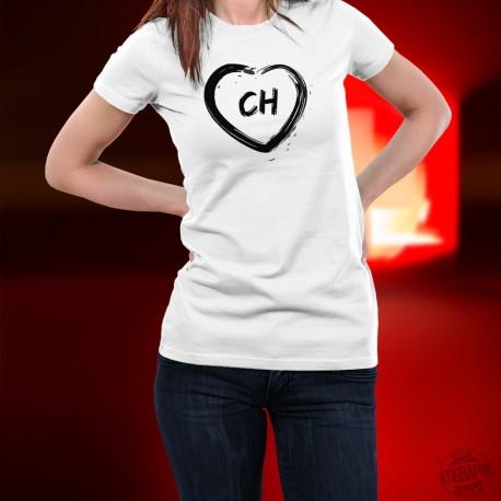 T-Shirt mode dame - Coeur CH - Confederatio Helvetica