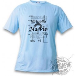 Women's or Men's T-shirt - Ma vie - Real or virtual, Blizzard Blue