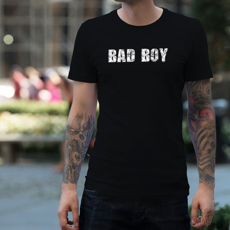 Bad Boy ★ mauvais garçon ★ T-shirt coton mode homme, texte en écriture blanche scratchée