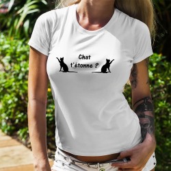 Donna moda T-shirt - Chat t'étonne ?