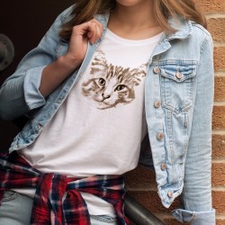 Donna T-shirt - faccia gatto norvegese