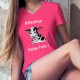 Attention Vache Folle ! ✿ T-Shirt coton dame tête de vache Holstein tirant la langue