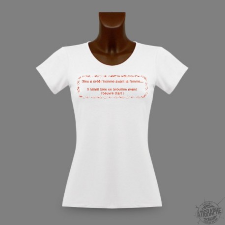 T-Shirt Slim moulant "Dieu Créa l'homme...", motif Rouge