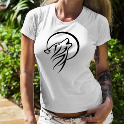 Donna moda T-Shirt - Lupo che ulula alla luna - Tatuaggio tribale