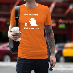 Que le Café soit avec Toi ★ Yoda ★ T-Shirt coton homme, inspiré de la Force