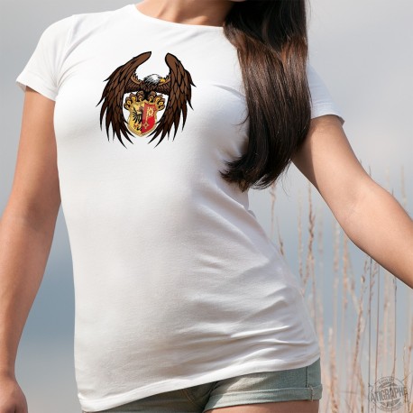 Aigle Genevois ★ T-Shirt mode dame, aigle tenant le blason du canton de Genève entre ses serres