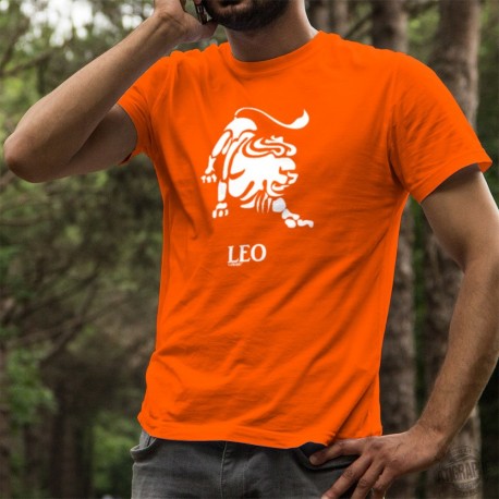 Signe astrologique du Lion (Leo) ♌ T-shirt coton mode homme, pour les personnes nées entre le 23 juillet et le 23 août