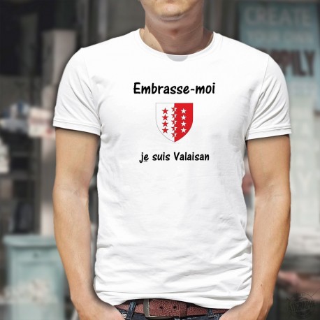 T-Shirt homme - Embrasse-moi, je suis Valaisan - écusson Valaisan - Impossible de résister au charme d'un valaisan...